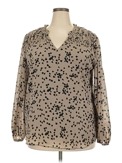 Pre-owned Dokotoo Long Sleeve Blouse In Tan