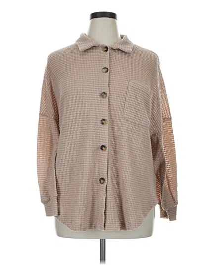 Pre-owned Dokotoo Long Sleeve Blouse In Tan