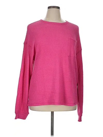 Pre-owned Dokotoo Long Sleeve Top Pink Crew Neck Tops