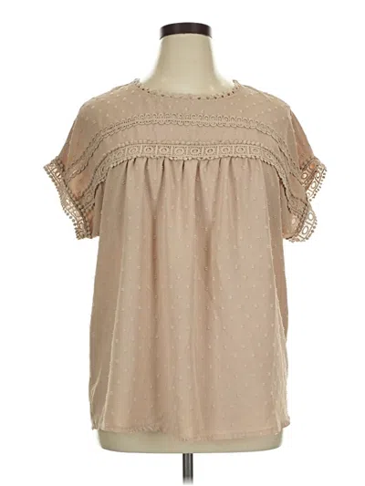 Pre-owned Dokotoo Short Sleeve Blouse In Tan