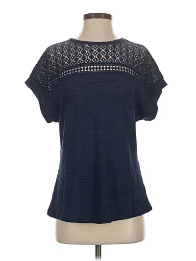 Pre-owned Dokotoo Short Sleeve Top Blue Mock Neckline Tops