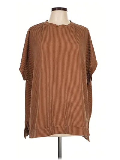 Pre-owned Dokotoo Short Sleeve Top Brown Crew Neck Tops
