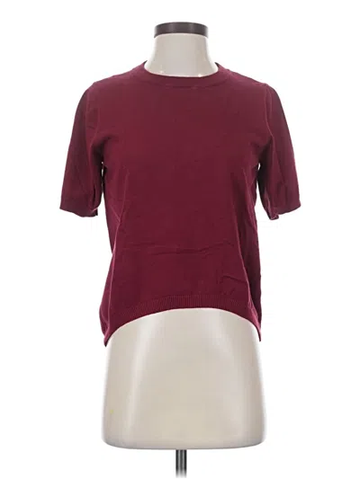 Pre-owned Dokotoo Short Sleeve Top Burgundy Crew Neck Tops