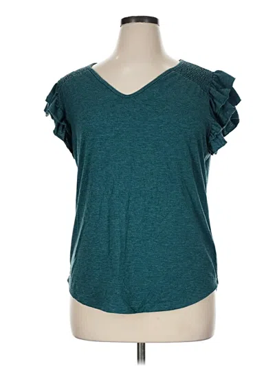 Pre-owned Dokotoo Short Sleeve Top Teal V-neck Tops