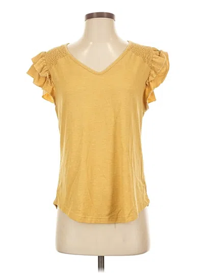 Pre-owned Dokotoo Short Sleeve Top Yellow Sweetheart Neckline Tops