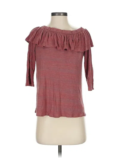 Pre-owned Dolan 3/4 Sleeve Top Burgundy Off The Shoulder Neckline Tops