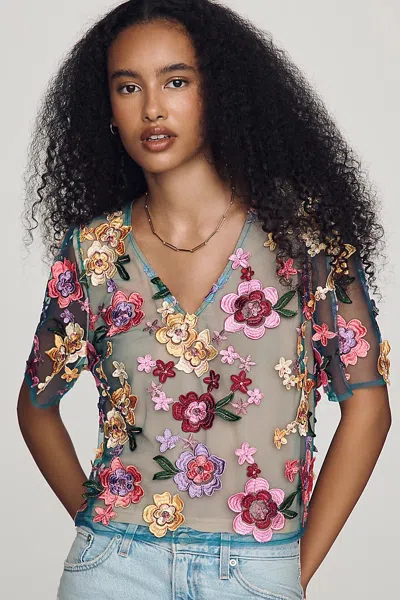 Dolan Left Coast 3d Floral Top In Multi