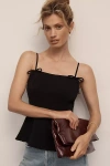 Dolan Left Coast Bow-strap Peplum Tank Top In Black