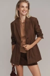 Dolan Left Coast Cinched-waist Blazer Jacket In Brown