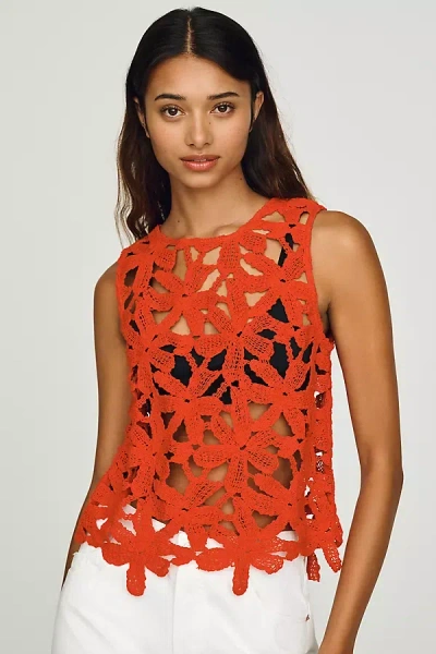 Dolan Left Coast Cotton Crochet Tank Top In Red