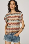 Dolan Left Coast Crochet Peplum Tee In Multi
