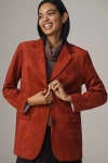 Dolan Left Coast Dolan Faux-suede Boyfriend Blazer Jacket In Red