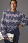 Dolan Left Coast Dolan Long-sleeve Mock-neck Lace Top In Blue
