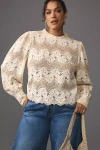 Dolan Left Coast Dolan Long-sleeve Mock-neck Lace Top In White
