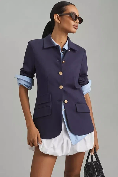 Dolan Left Coast Dolan Ponte Military Blazer Jacket In Blue