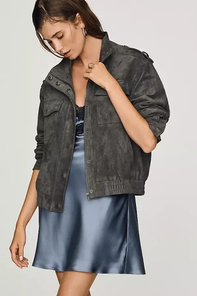 Dolan Left Coast Faux-suede Utility Jacket In Grey