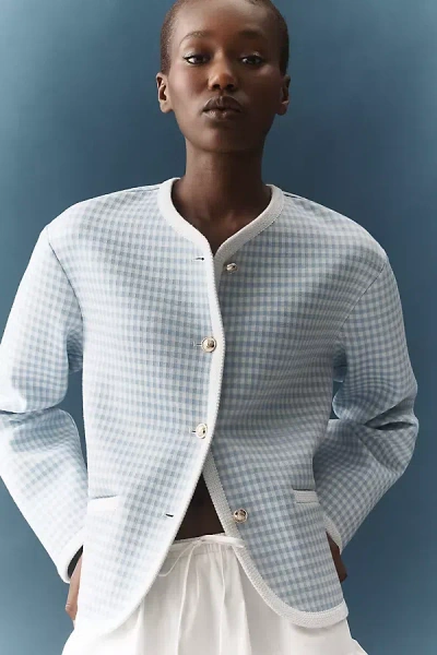 Dolan Left Coast Gingham Ponte Jacket In Blue