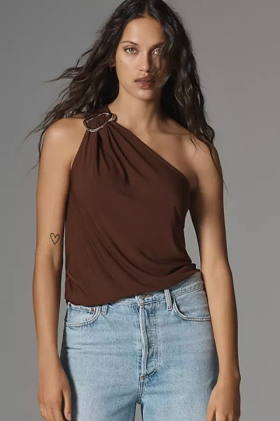 Dolan Left Coast One-shoulder Buckle Top In Brown