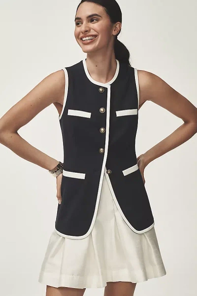 Dolan Left Coast Ponte Piped Vest Jacket In Blue