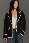 Dolan Left Coast Ponte Whipstitch Knit Blazer Jacket In Black