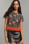 Dolan Left Coast Printed Faux-fur Top In Black
