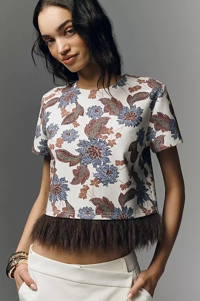 Dolan Left Coast Printed Faux Fur Top In Multi