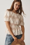 Dolan Left Coast Printed Peplum Top In White