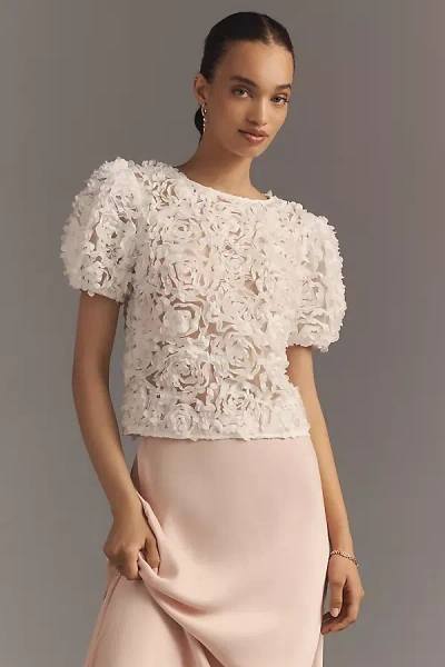Dolan Left Coast Puff-sleeve 3d Floral Top