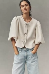 Dolan Left Coast Puff-sleeve Bow-embellished Blazer Jacket In White