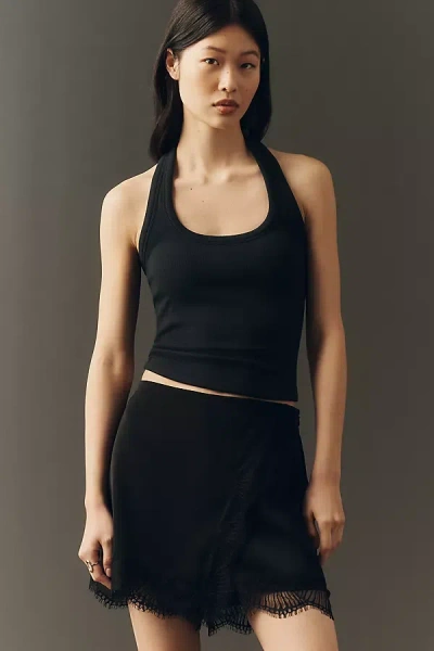 Dolan Left Coast Satin Lace Shorts In Black