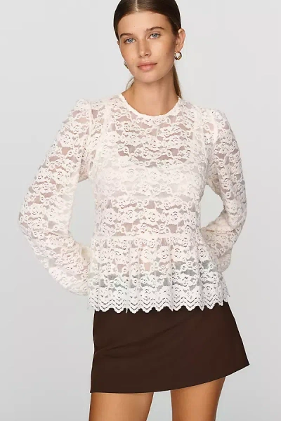 Dolan Left Coast Sheer Lace Peplum Top In White