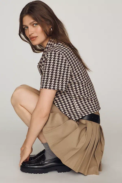 Dolan Left Coast Short-sleeve Ponte Shirt Jacket In Brown