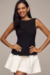 Dolan Left Coast Sleeveless Seamed Peplum Top In Black