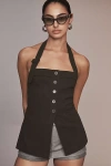 Dolan Left Coast Square-neck Knit Vest Top In Green