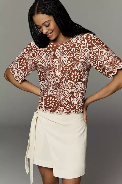 Dolan Left Coast Structured Scallop Top In Brown