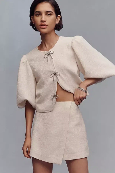 Dolan Left Coast Tweed Wrap Skort In Neutral