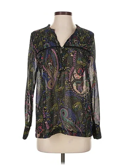 Pre-owned Dolan Long Sleeve Blouse In Black