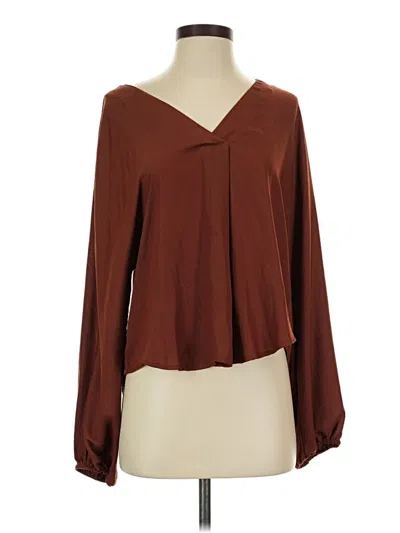 Pre-owned Dolan Long Sleeve Blouse In Brown