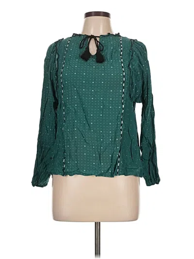 Pre-owned Dolan Long Sleeve Blouse In Green