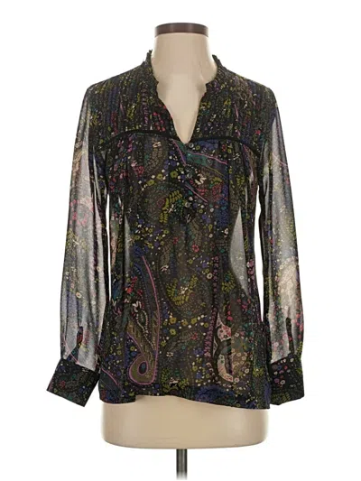 Pre-owned Dolan Long Sleeve Blouse In Silver