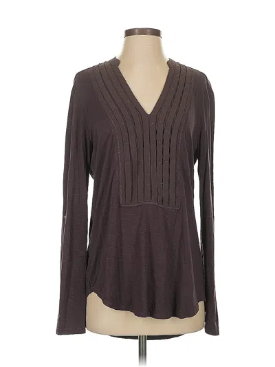 Pre-owned Dolan Long Sleeve Top Brown V Neck Tops