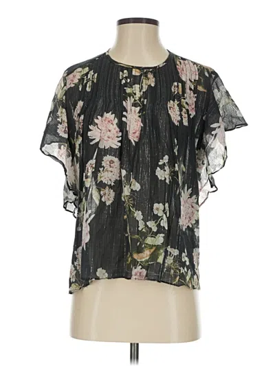Pre-owned Dolan Short Sleeve Blouse In Black