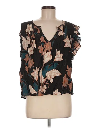 Pre-owned Dolan Sleeveless Silk Top Black Plunge Neckline Tops