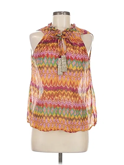 Pre-owned Dolan Sleeveless Silk Top Yellow Halter Neckline Tops