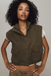 Dolan Washed Twill High Neck Vest Jacket In Gray