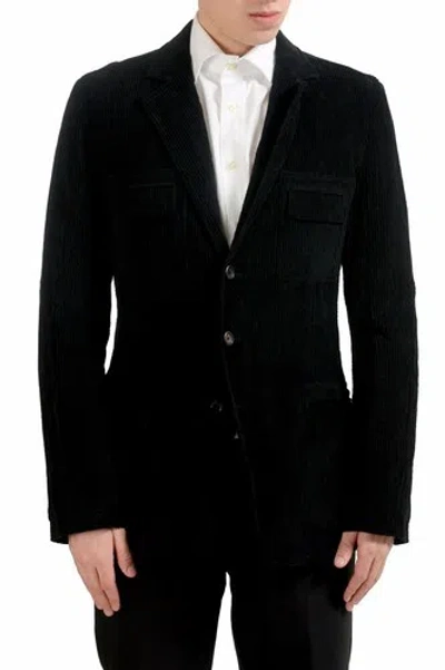 Pre-owned Dolce & Gabban A Men's Black Corduroy Three Button Blazer Sport Coat Us 38 It 48