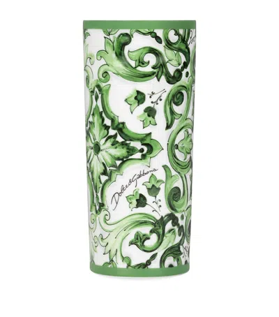 Dolce&gabbana Casa Porcelain Cylindrical Vase In Green