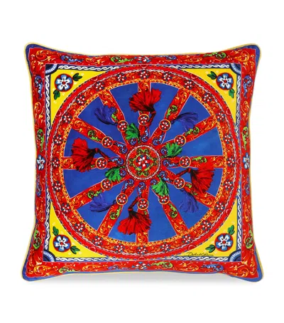 Dolce&gabbana Casa Silk Twill Cushion In Red