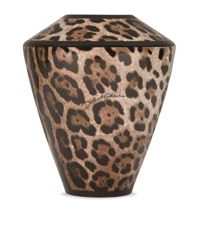 Dolce&gabbana Casa Small Porcelain Amphora Vase In Animal Print