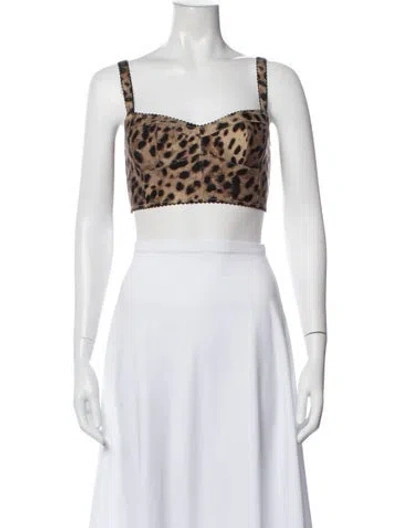 Pre-owned Dolce&gabbana X Skims Animal Print Square Neckline Sports Bra In White